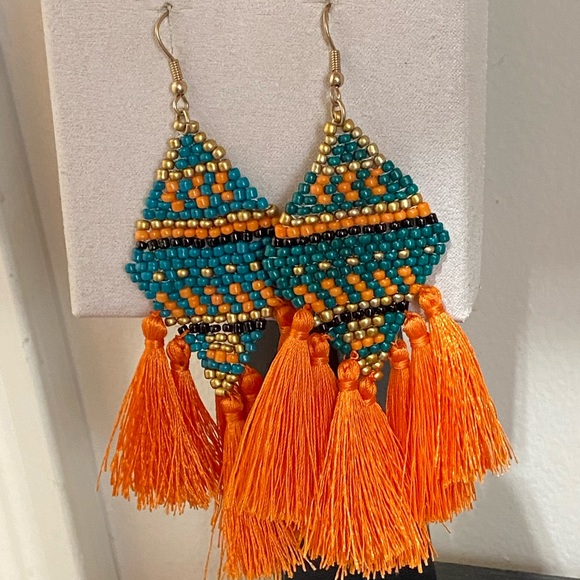 🎉❤️Boho Multicolor Beaded Fringe Earrings - Picture 4 of 4